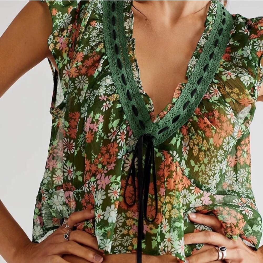 Free People Rylee Printed Top XS - Picture 2 of 9